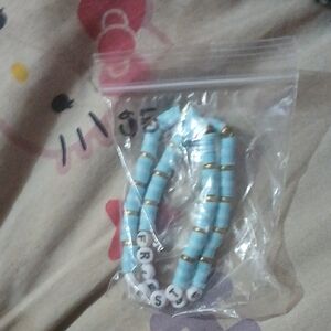 Blue and Gold Beaded Bracelet